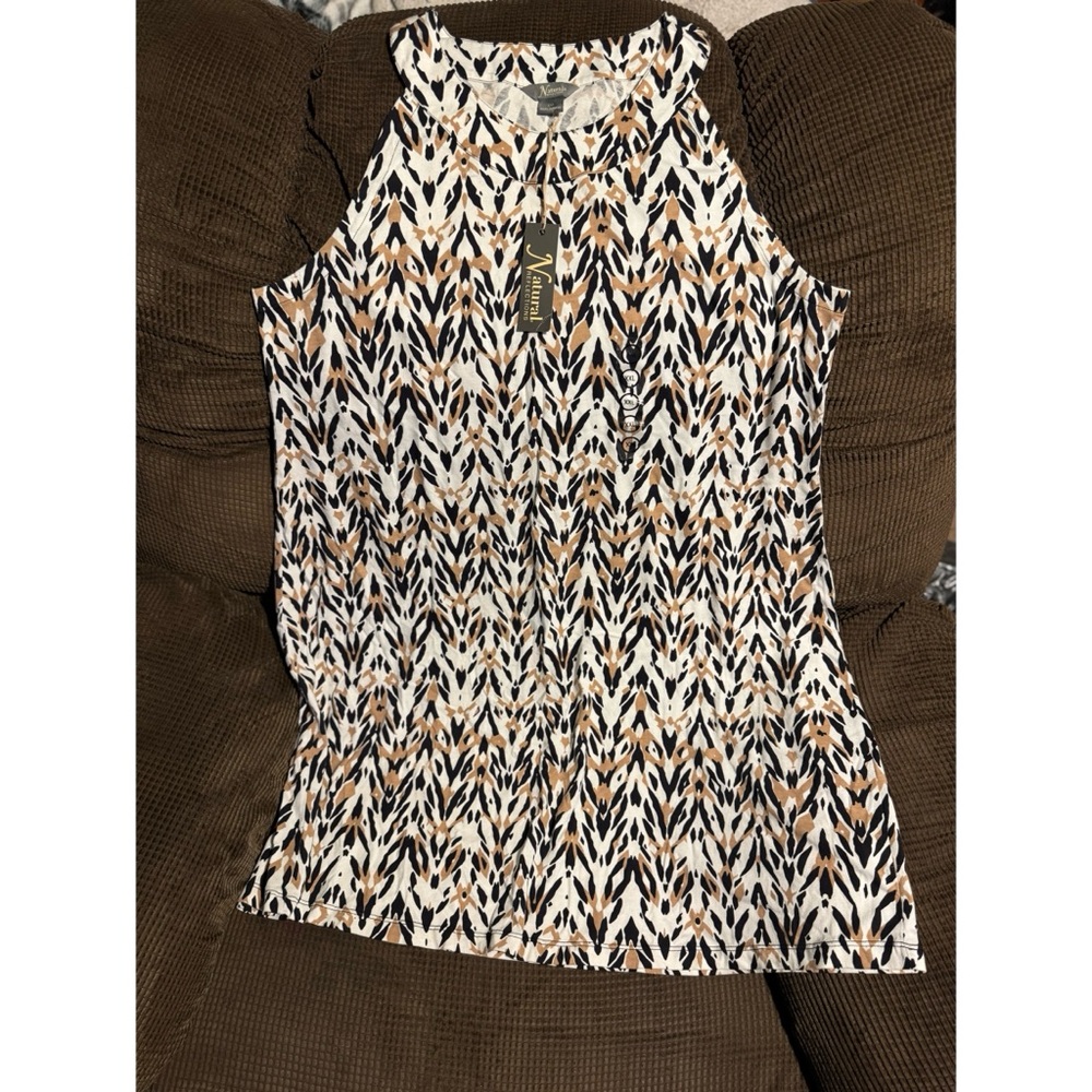 Natural Reflections Black and Tan Patterned Dress XXL